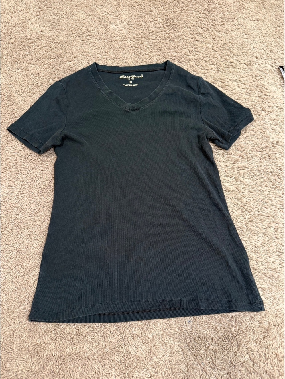 Eddie Bauer Women's Black V-Neck Cotton Spandex T-Shirt Medium